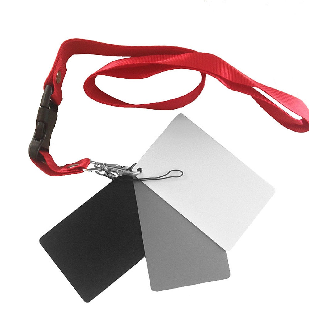 3 In 1 8.5 X 5.5cm White Black 18% Gray Color Balance Cards Digital Grey Card With Neck Strap For DSLR Camera  P0.3