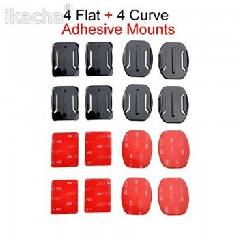 New Arrival For GoPro HERO 4 Accessories Flat, 8 pcs Flat Curved Adhesive Mount Helmet Accessories For Gopro Hero