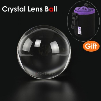 50/60/70/80/90/100/110mm Photography Crystal Lens Ball Asian Quartz Clear Magic Glass Ball w/ Portable Bag for Photo Shooting