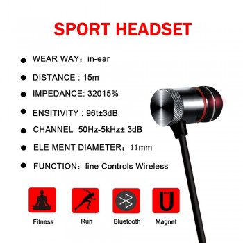 Newest SGA Wireless Bluetooth Earphone Neckband Sport with Mic Earphones Handsfree Headset Earphone Earphone for iPhone Samsung