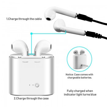 i7 i7s TWS Wireless Bluetooth Earphones  In-Ear Music Earbuds Set  Stereo Headset for iphone X 6 7 8 Samsung Xiaomi Retail Box