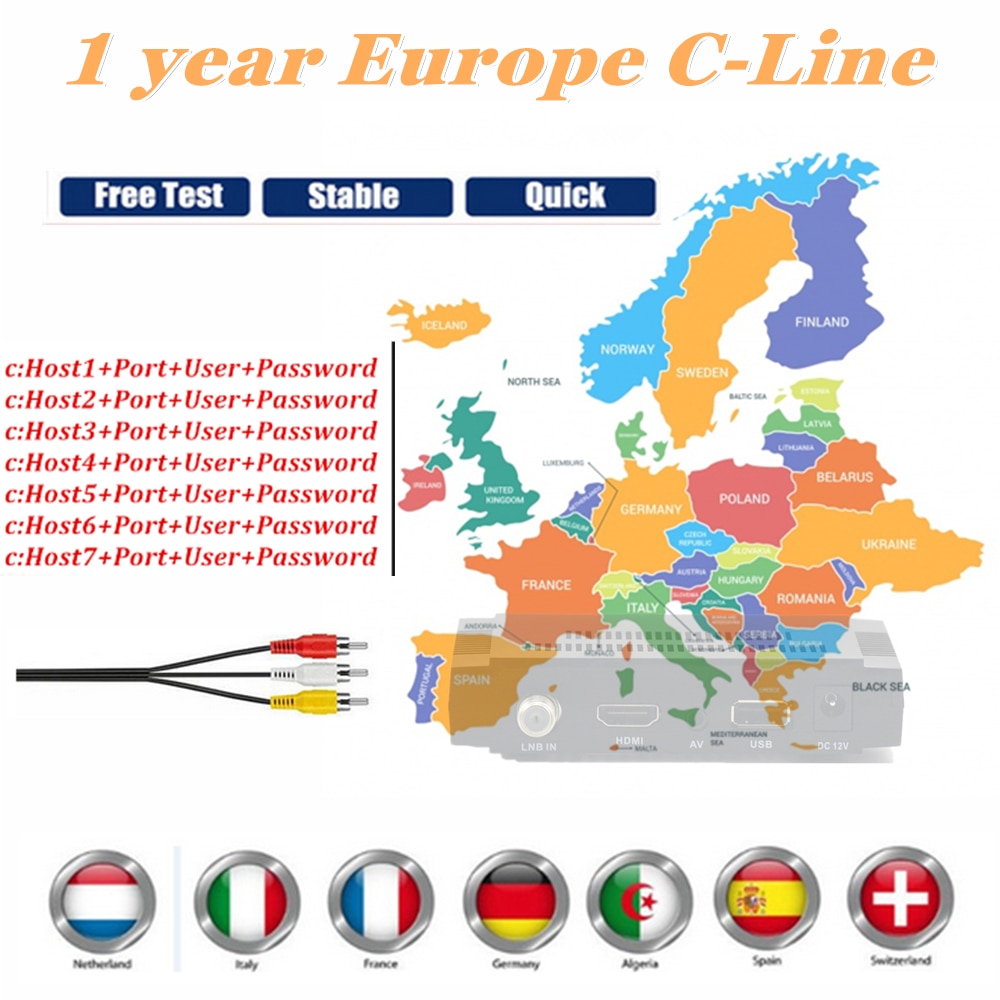 6 /12 months Europe Cccams Cline Server For Slovakia Portugal Spain Germany Poland Italy in DVB-S2 IKS Receptor Satellite decode