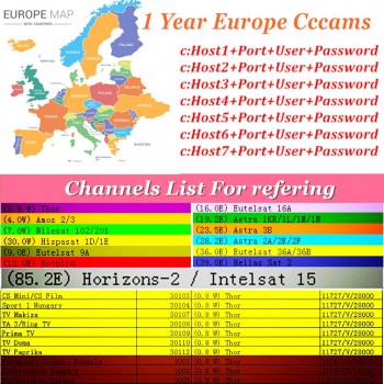 6 /12 months Europe Cccams Cline Server For Slovakia Portugal Spain Germany Poland Italy in DVB-S2 IKS Receptor Satellite decode