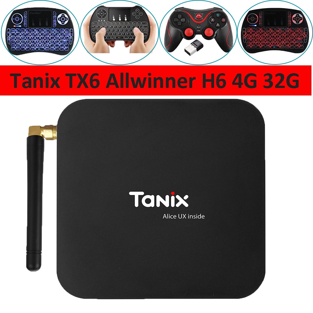 Tanix TX6 TV Box Allwinner H6 4GB DDR3 32GB EMMC 2.4GHz 5GHz WiFi BT4.1 Support 4K H.265 Bluetooth 4.0 WIFI Android 7.0 TV BOX