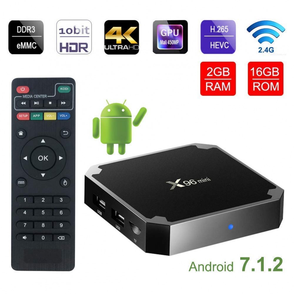 2018 android 7.1 tv box X96 mini WiFi 2GB 16GB Amlogic 8GB S905W tvbox Quad Core WiFi Media Player X96mini smart Set-top tv Box