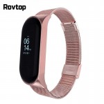 Rovtop Strap For Xiaomi Mi Band 3 Strap For Xiaomi Miband 3 Bracelet For Xiaomi Mi Band 3 Metal Screwless Stainless Steel