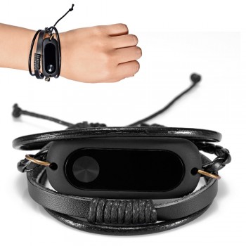 Wrist Bracelet For Xiaomi Mi Band 2 Smart Wristband Black New Fashion Leather Bracelet Strap Replacement Drop Shipping  l1030#2