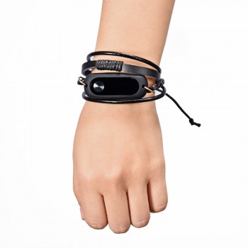 Wrist Bracelet For Xiaomi Mi Band 2 Smart Wristband Black New Fashion Leather Bracelet Strap Replacement Drop Shipping  l1030#2