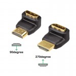 HDMI Cable Adapter Converters 270/90 Degree Angle HDMI Male to HDMI Female for 1080P HDTV Cable Adaptor Converter Extender