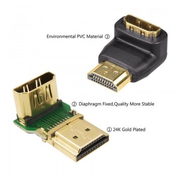 HDMI Cable Adapter Converters 270/90 Degree Angle HDMI Male to HDMI Female for 1080P HDTV Cable Adaptor Converter Extender
