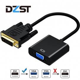 DZLST DVI Male to VGA Female Video Converter Adapter DVI 24+1 25 Pin DVI-D to VGA Adapter Cable for TV PS3 PS4 PC Display 1080P