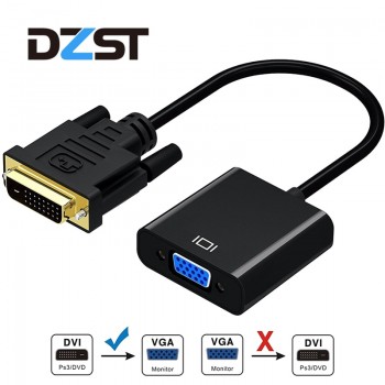 DZLST DVI Male to VGA Female Video Converter Adapter DVI 24+1 25 Pin DVI-D to VGA Adapter Cable for TV PS3 PS4 PC Display 1080P