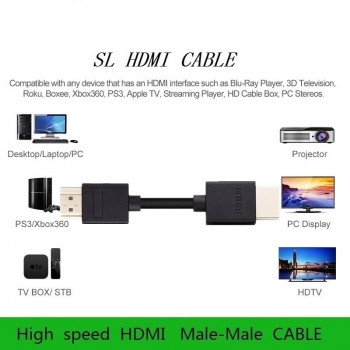Shuliancable High Speed HDMI Male to Male Extension Extender Cable Gold Plated Supports 1080P and for Blu Ray Player3D 1m 1ft