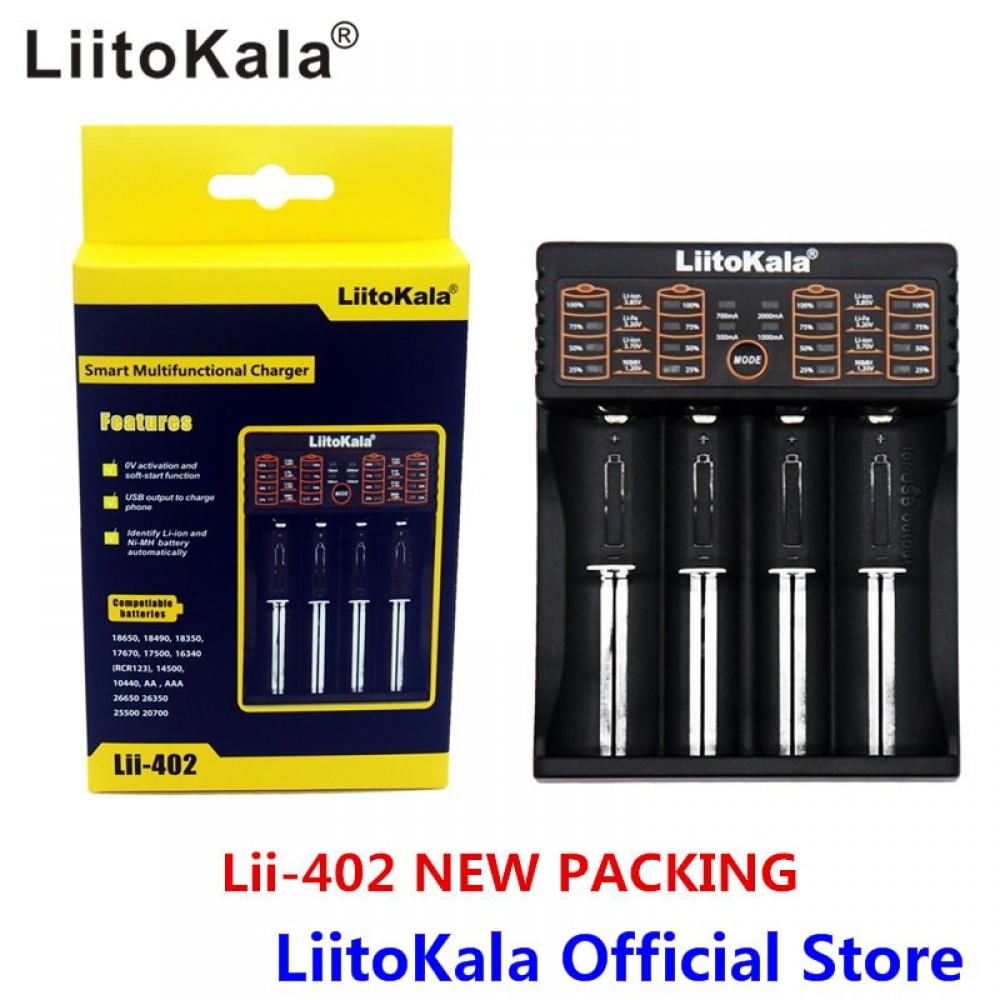 NEW LiitoKala lii-100 lii-202 lii-402 1.2V 3.7V 3.2V 3.85V A/AAA 18650 18350 26650 10440 14500 16340 NiMH battery smart charger