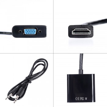 YIKIXI HDMI to VGA Adapter Male To Famale Converter Adapter 1080P Digital to Analog Video Audio For PC Laptop Tablet