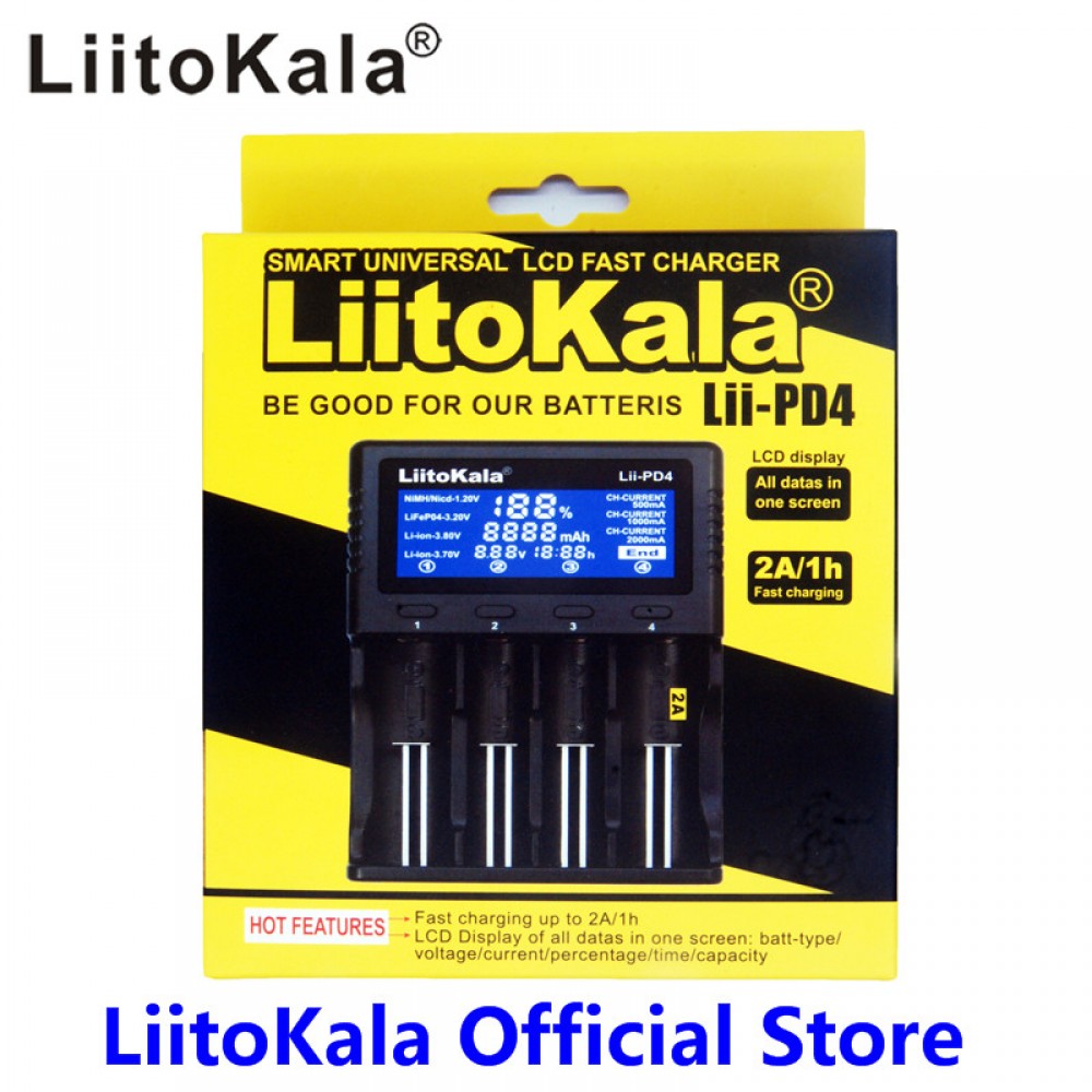 Liitokala Lii-PD4 LCD 3.7V 18650 18350 18500 16340 21700 20700B 20700 10440 14500 26650 1.2V AA AAA NiMH lithium battery Charger