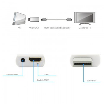 Amkle Wii to HDMI Adapter Converter Support FullHD 720P 1080P 3.5mm Audio Wii2HDMI Adapter for HDTV