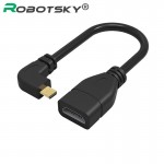 Robotsky Micro HDMI Male to HDMI Female Adapter Cable Left Angle 90 Degree HDMI Converter Code for PC HDTV Projector