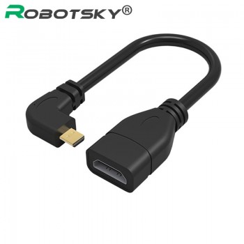 Robotsky Micro HDMI Male to HDMI Female Adapter Cable Left Angle 90 Degree HDMI Converter Code for PC HDTV Projector