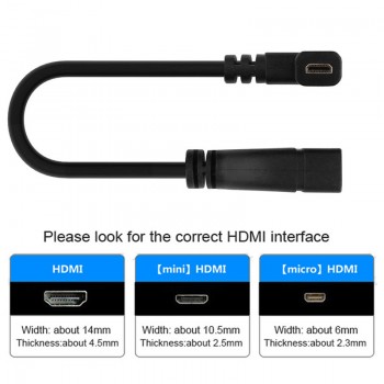 Robotsky Micro HDMI Male to HDMI Female Adapter Cable Left Angle 90 Degree HDMI Converter Code for PC HDTV Projector