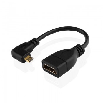Robotsky Micro HDMI Male to HDMI Female Adapter Cable Left Angle 90 Degree HDMI Converter Code for PC HDTV Projector