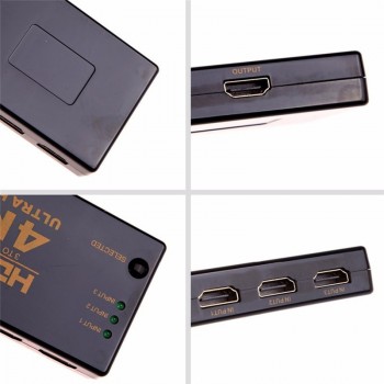 3 Port 4K*2K HDMI Switch Switcher Ultra HD HDMI Splitter IR Remote Control for DVD HDTV Xbox PS3 PS4