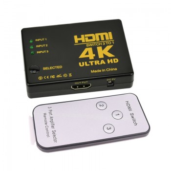 3 Port 4K*2K HDMI Switch Switcher Ultra HD HDMI Splitter IR Remote Control for DVD HDTV Xbox PS3 PS4