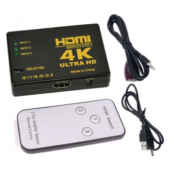 3 Port 4K*2K HDMI Switch Switcher Ultra HD HDMI Splitter IR Remote Control for DVD HDTV Xbox PS3 PS4