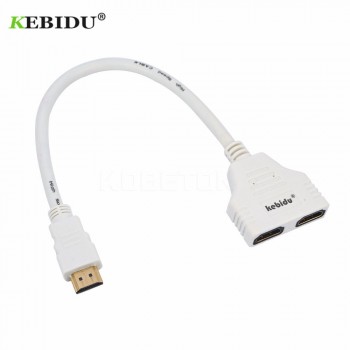 Kebidu Male To Dual HDMI 2 Female Cable HDMI Splitter Cable 1 Y Splitter Adapter in HDMI HD LED LCD TV