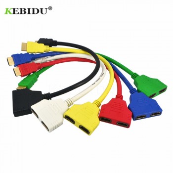 Kebidu Male To Dual HDMI 2 Female Cable HDMI Splitter Cable 1 Y Splitter Adapter in HDMI HD LED LCD TV