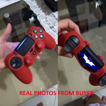 Soft Flexible Cover Silicone Case Protection Skin For Playstation 4 PS4 Pro Slim with LED Light Bar Sticker 2 pcs Grip +led Skin