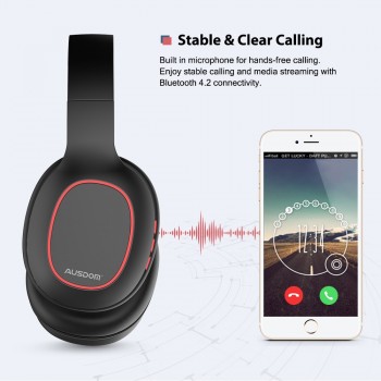 Ausdom M09 Bluetooth Headphone Over-Ear Wired Wireless Headphones Foldable Bluetooth 4.2 Stereo Headset with Mic Support TF Card