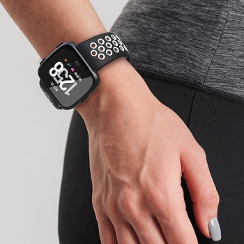 Strap Bands Silicone for Fitbit Versa Adjustable Sport Wrist Band Breathable Watch Strap with Air Holes for Fitbit Versa