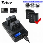 2pcs Full Decode Hero 7 Black Hero 6 5 Battery+LCD Dual Charger For GoPro Hero 5 6 7 Black Go Pro 7 Charging Accessories