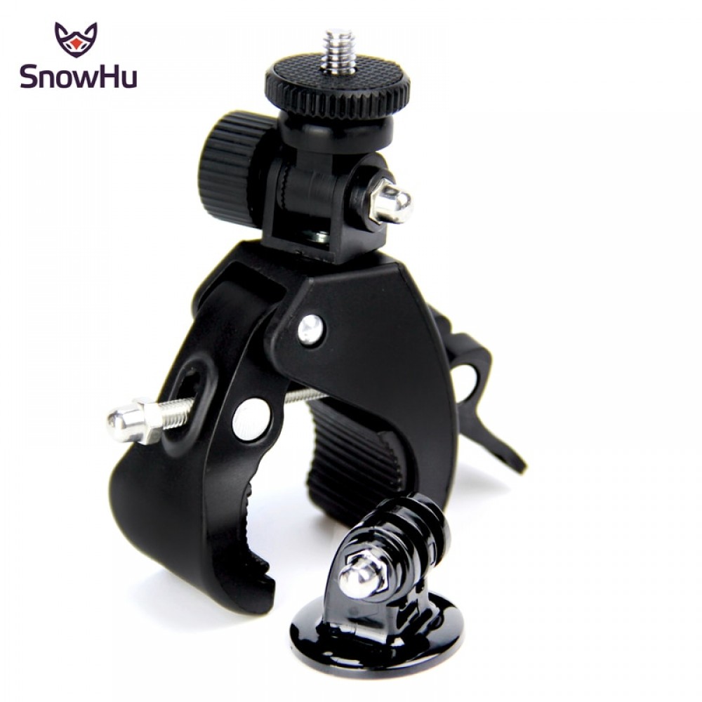 SnowHu Bike Bicycle Motorcycle Handlebar Handle Clamp Bar Camera Mount Tripod Adapter For Gopro Hero 7 6 5 4 xiaomi yi GP73
