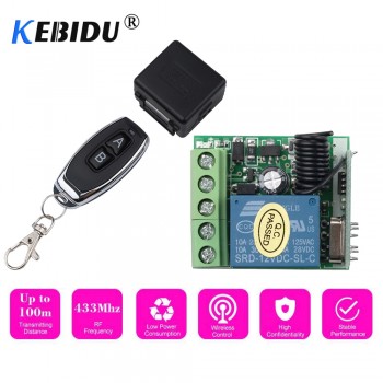 Kebidu 433Mhz Universal Remote Control Switch DC 12V 1CH Relay Receiver Module RF Transmitter Wireless Remote Controls Kit