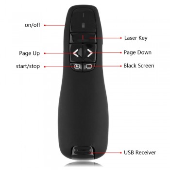 R400 2.4Ghz USB Wireless Presenter Red Laser Pen Pointer PPT Remote Control with Handheld Pointer for PowerPoint Presentation