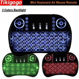 Tikigogo Russian English Spanish i8 Backlight 2.4G Wireless mini keyboard air mouse remote control for Android Smart TV Box PC