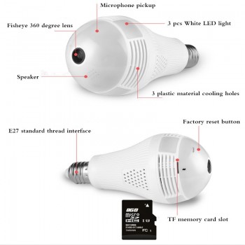 Security Camera 960P HD video Bulb Wireless Home Security Surveillance 360 Night Vision Two-way Audio Motion Detection Indoor