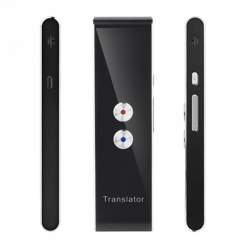 Bluetooth 40 Languages Real Time Speech Translator 2.4G Smart Pocket Interpreter Portable High Quality Fashionable Black Color
