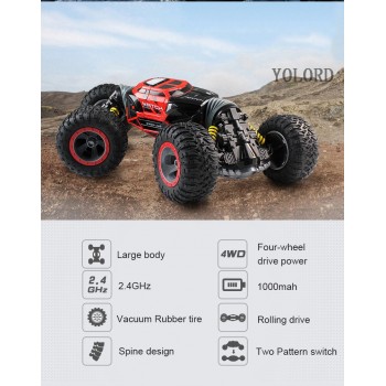 JJRC 1:16 10KM/H Racing 4-Wheels Anti-Crash Dual Sides Driving Climbing Off-Road Rock RC Vehicle Car Transformers Kids Gift