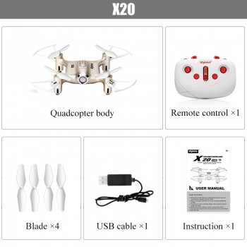 Mini Small Drone RC Dron SYMA X20 Quadcopter 2.4G 4CH 6-aixs Gyro RTF with Headless Mode Altitude Hold Latest Aircraft Kids Gift