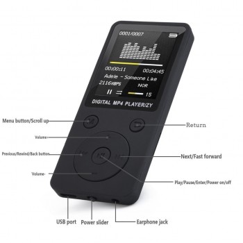 2019 Fashion Portable MP4 Lossless Sound Music Player FM Recorder walkman player mini Support music, radio, recording, 3