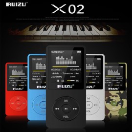 RUIZU X02 Ultrathin MP3 Player With 8GB/16GB Storage 1.8 Inch TFT Color Screen Can Play 80h FM/E-Book/Clock/Voice Recorder