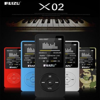 RUIZU X02 Ultrathin MP3 Player With 8GB/16GB Storage 1.8 Inch TFT Color Screen Can Play 80h FM/E-Book/Clock/Voice Recorder