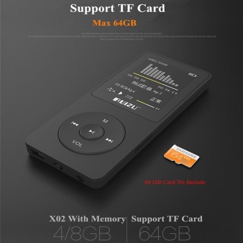 RUIZU X02 Ultrathin MP3 Player With 8GB/16GB Storage 1.8 Inch TFT Color Screen Can Play 80h FM/E-Book/Clock/Voice Recorder