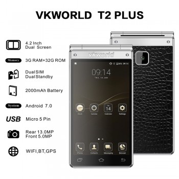 Vkworld T2 Plus Flip smartphone 3G RAM 32G ROM Android 7.0 OTA Dual Screen Apr23