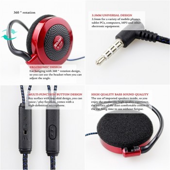 Earphone S520 General Purpose Ear Hook Headphone Headset with Microphone for iPhone Samsung Xiaomi All Mobile Phone