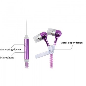 Mamp;J High Quality Full Glowing Earphone Luminous Light Metal Zipper Ear Phones Glow In The Dark For Iphone Samsung MP3 With Mic