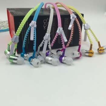 Mamp;J High Quality Full Glowing Earphone Luminous Light Metal Zipper Ear Phones Glow In The Dark For Iphone Samsung MP3 With Mic
